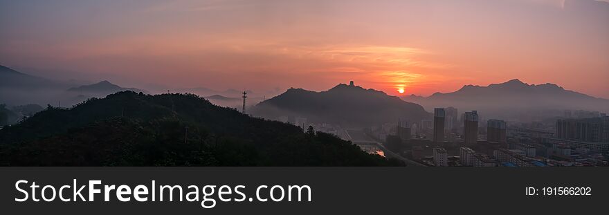 Sunrise  In Xinglong County, Hebei Province, ChinaA House In The Clouds Is A Fairyland