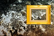 Rough Wall With Vintage Gold Frame Royalty Free Stock Photo
