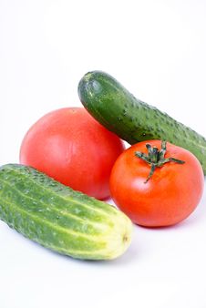 Two Cucumbers And Two Tomatos Royalty Free Stock Photo Two Cucumbers And Two Tomatos Royalty Free Stock Photo