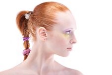 Beautiful Profile Of Red-haired Woman Royalty Free Stock Photography