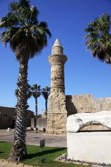 Old Beacon At Ceasarea, Israel Royalty Free Stock Images Old Beacon At Ceasarea, Israel Royalty Free Stock Images
