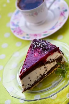 Cherry Cream Tart With Coffee Royalty Free Stock Photos