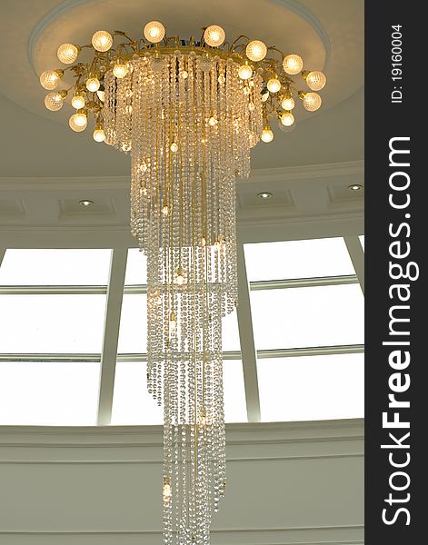 Crystal chandelier in the light