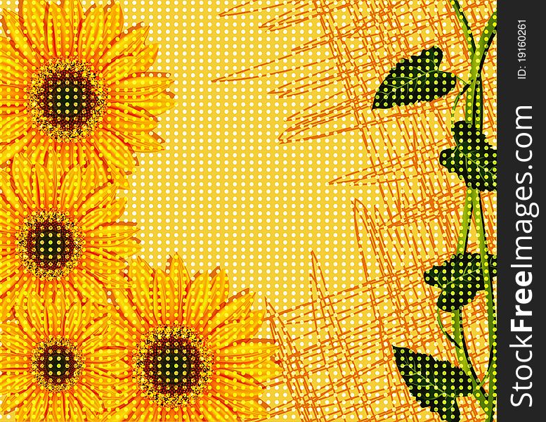 The abstract background with sunflowers. The abstract background with sunflowers