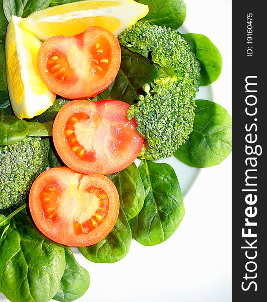 Fresh vegetables in the white background