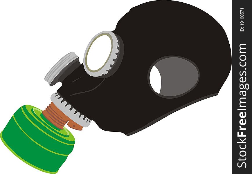 Rubber gas mask. Gas attack