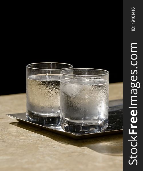 Two glasses of icy water,minaral beverage