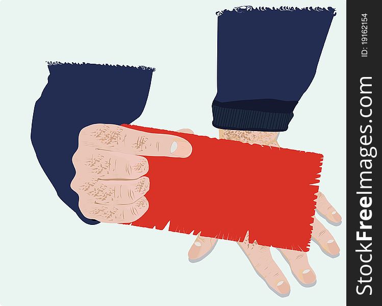 Hand holds a red card