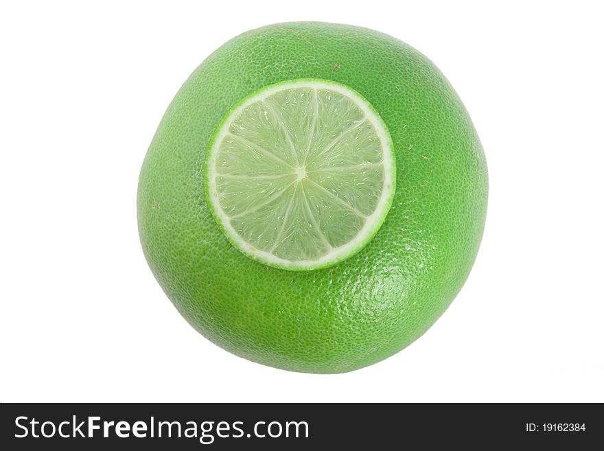 Grapefruit with lime slice on it