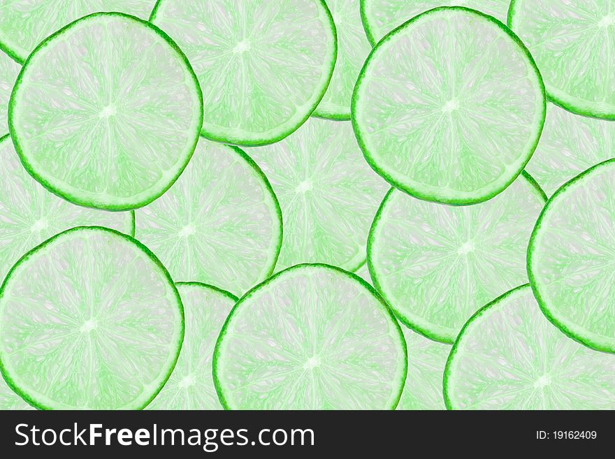 Green limes slices