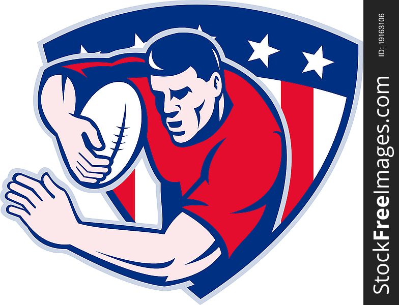 American Rugby Player Fending Shield