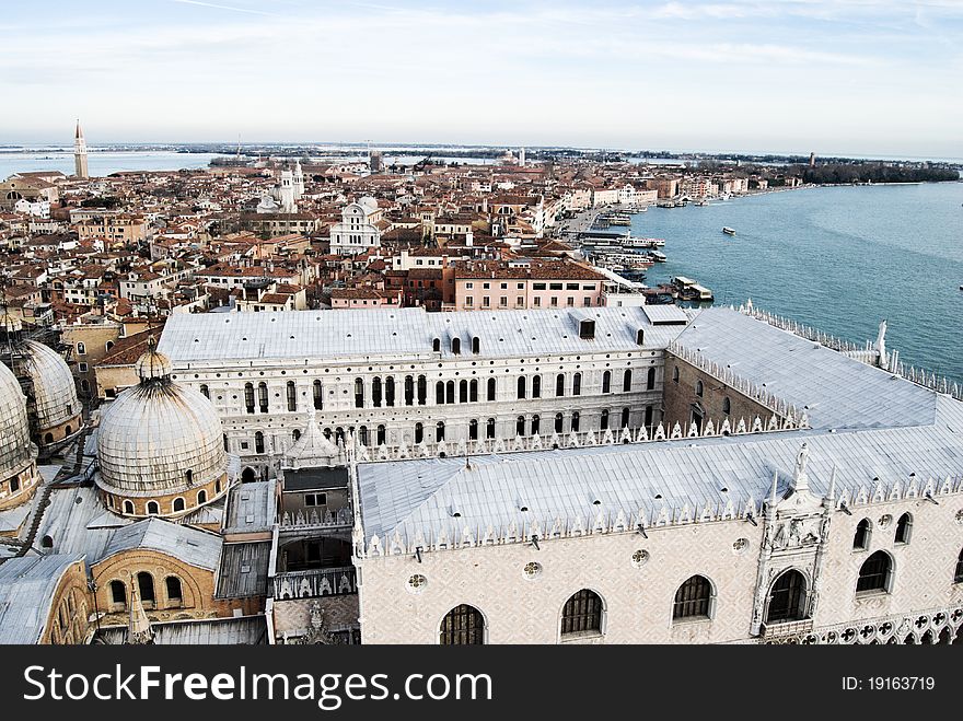 View of Venice from St Mark's Campanile. View of Venice from St Mark's Campanile