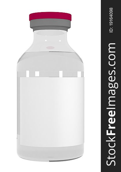 The isolated bottle with liquid on white background. The isolated bottle with liquid on white background