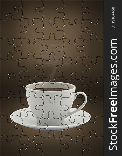 Close-up of a wonderful cup of hot coffee,puzzles