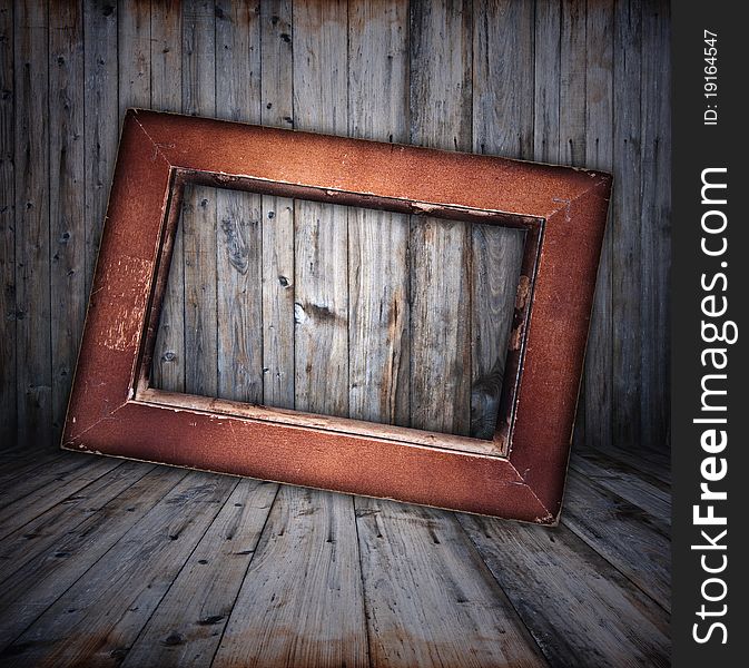 Rusty vintage wooden interior with artistic shadows added