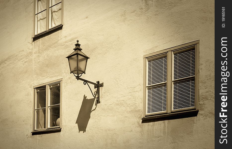 Close up of the beautiful lantern on the wall