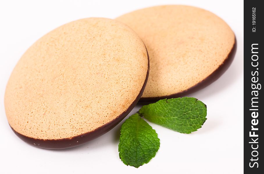 Lot of biscuits on white background