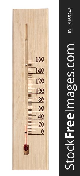 Wooden thermometer isolated on white background ,sauna. Wooden thermometer isolated on white background ,sauna