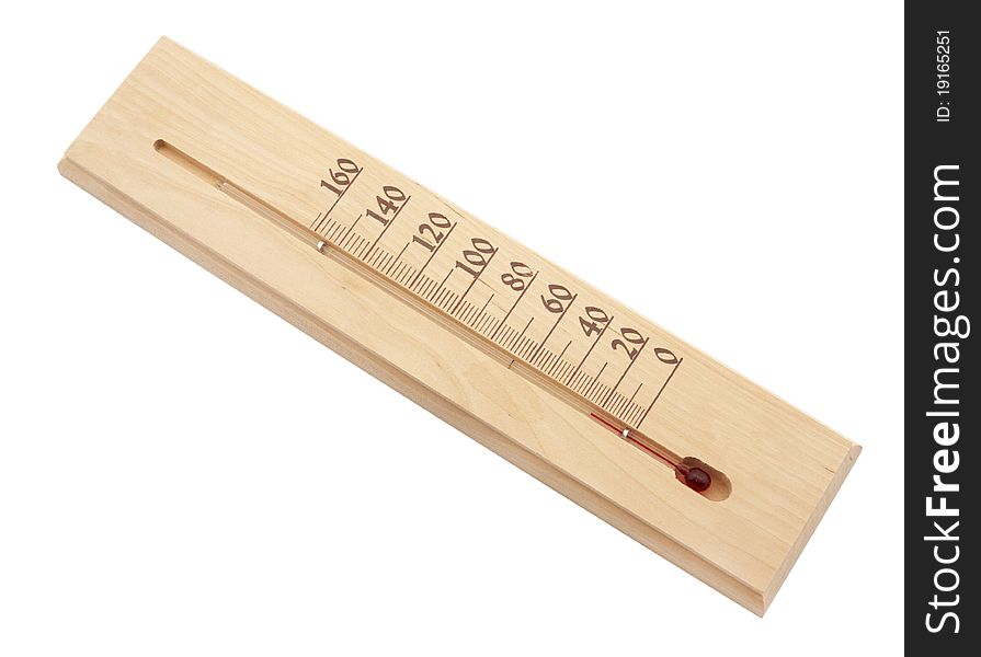 Wooden thermometer isolated on white background ,sauna. Wooden thermometer isolated on white background ,sauna