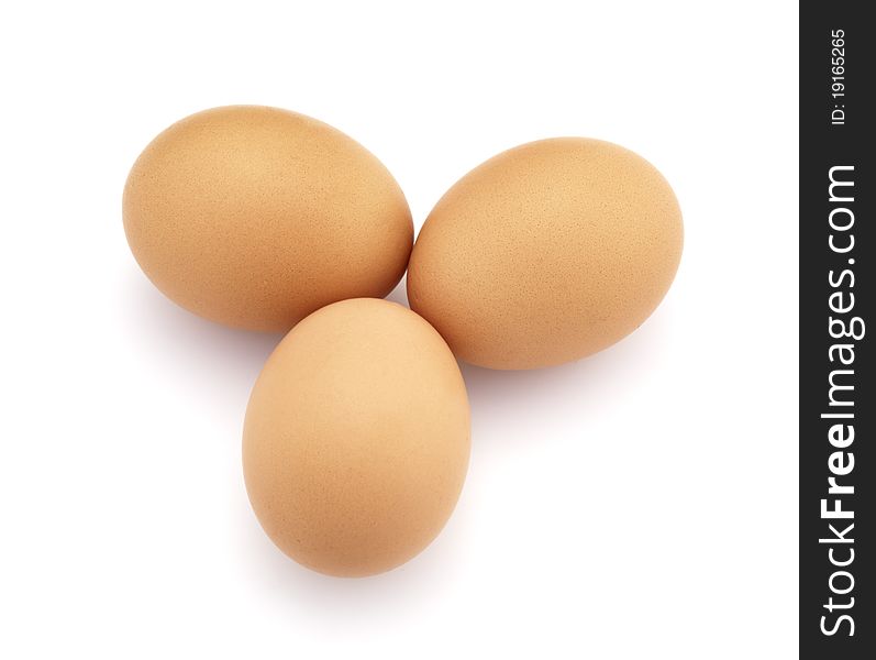 Close up of eggs on white background
