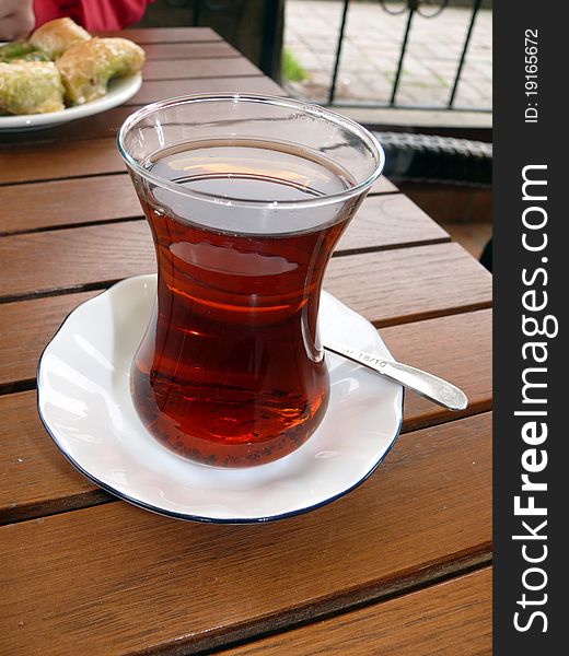 Turkish black tea in the glass. Turkish black tea in the glass