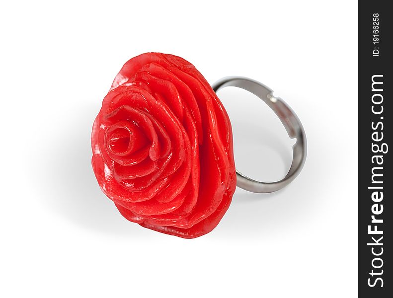 Ring of red roses. The product of the plastic clay isolated on white with clipping path