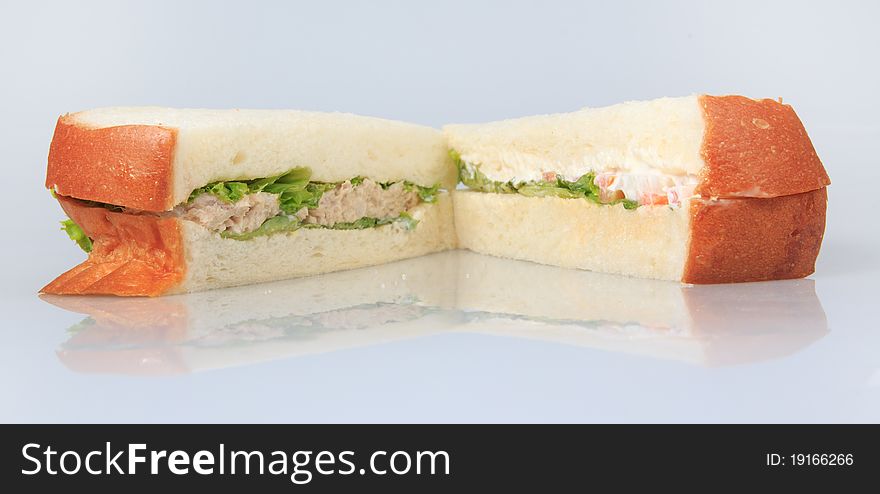 Wholewheat tuna sandwich look delicious isolated. Wholewheat tuna sandwich look delicious isolated