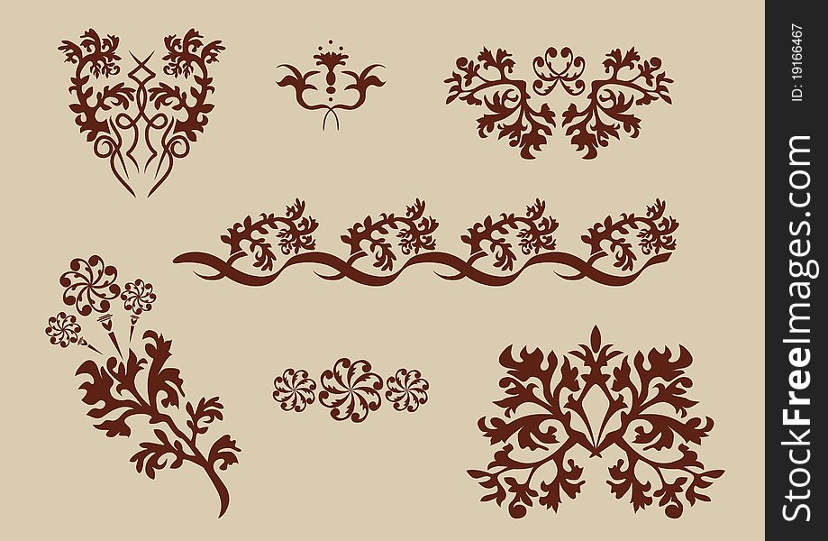 Vintage floral design elements( illustration)