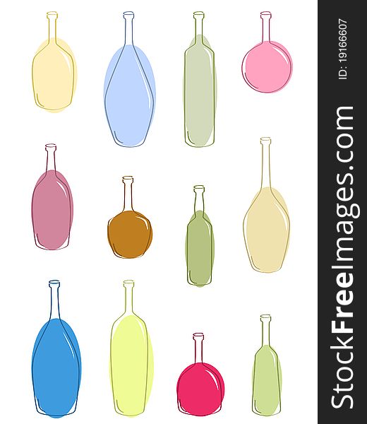 Multicolored Bottles For Vine.