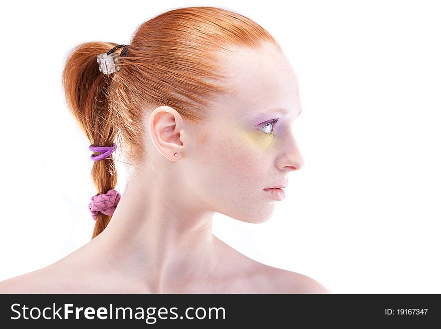 Beautiful profile of red-haired woman