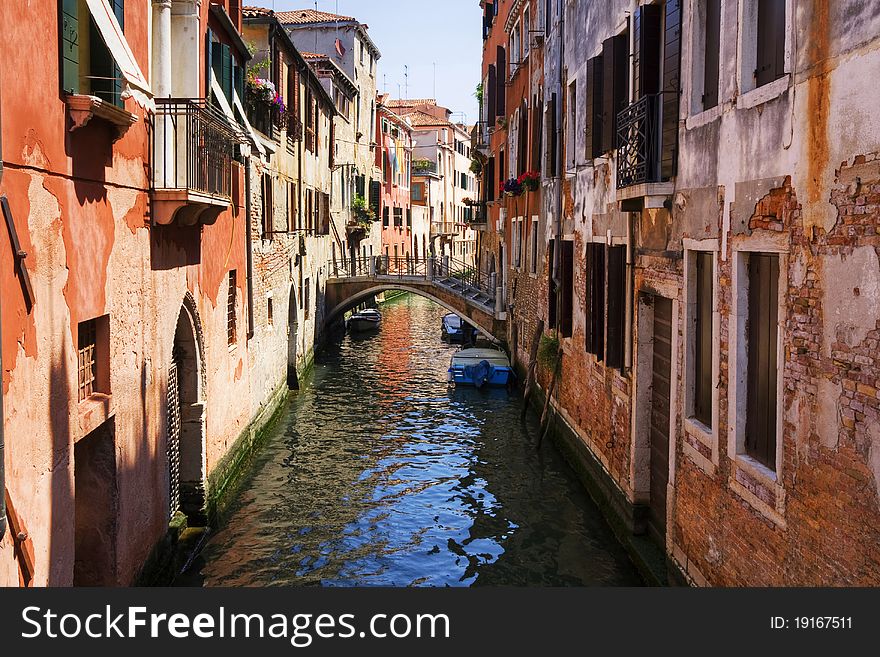 Old Venetian streets. Venice summer.