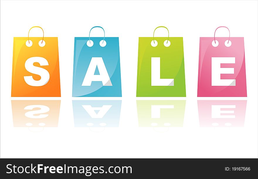 Set of 4 colorful shopping sale bags