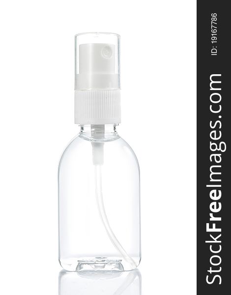 Transparent hand sanitizer bottle isolated on white. Transparent hand sanitizer bottle isolated on white