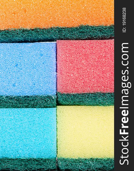 Five multicolour kitchen sponges for ware washing