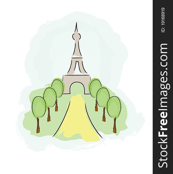 Eiffel tower. Hand drawn illustration
