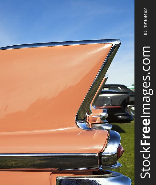 Old classic car tail fin