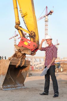 Architect Working Outdoors On A Construction Site Royalty Free Stock Images Architect Working Outdoors On A Construction Site Royalty Free Stock Images