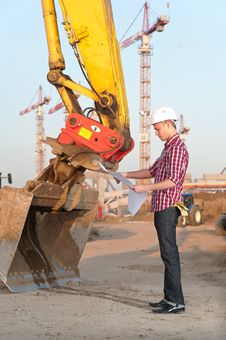 Architect Working Outdoors On A Construction Site Stock Photos
