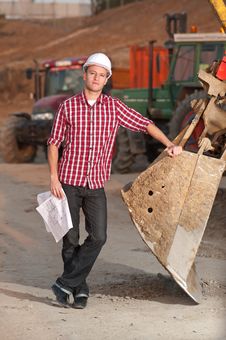 Architect Working Outdoors On A Construction Site Royalty Free Stock Photos Architect Working Outdoors On A Construction Site Royalty Free Stock Photos