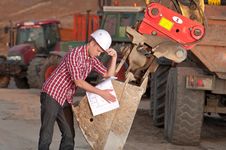Architect Working Outdoors On A Construction Site Stock Photography Architect Working Outdoors On A Construction Site Stock Photography