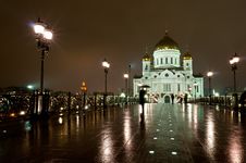 Cathedral Of Christ The Savior By Night Stock Photo
