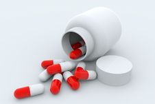 White Bottle With Pills Stock Images