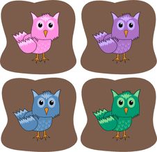 Colourful Owls Royalty Free Stock Photo