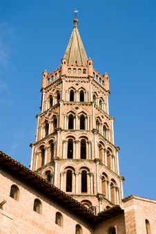 Bell Tower Of St Sernin Basilica In Toulouse Royalty Free Stock Photo