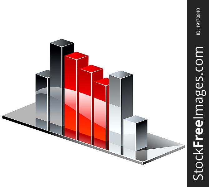 Chrome red graph. use for finance, business etc.