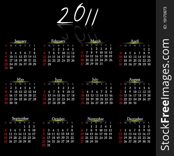 Calendar of 2011.