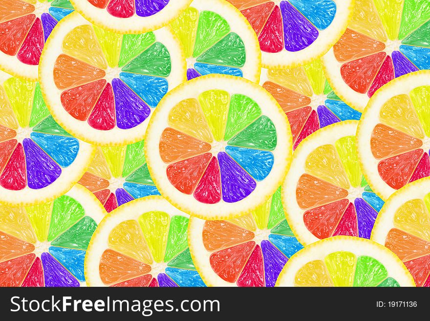 Colorful background with slices of lemon