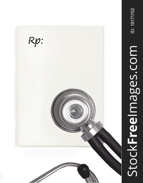 Blank prescription pad and phonendoscope