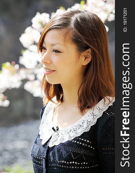 Young japanese woman, outdoor portrait. Young japanese woman, outdoor portrait