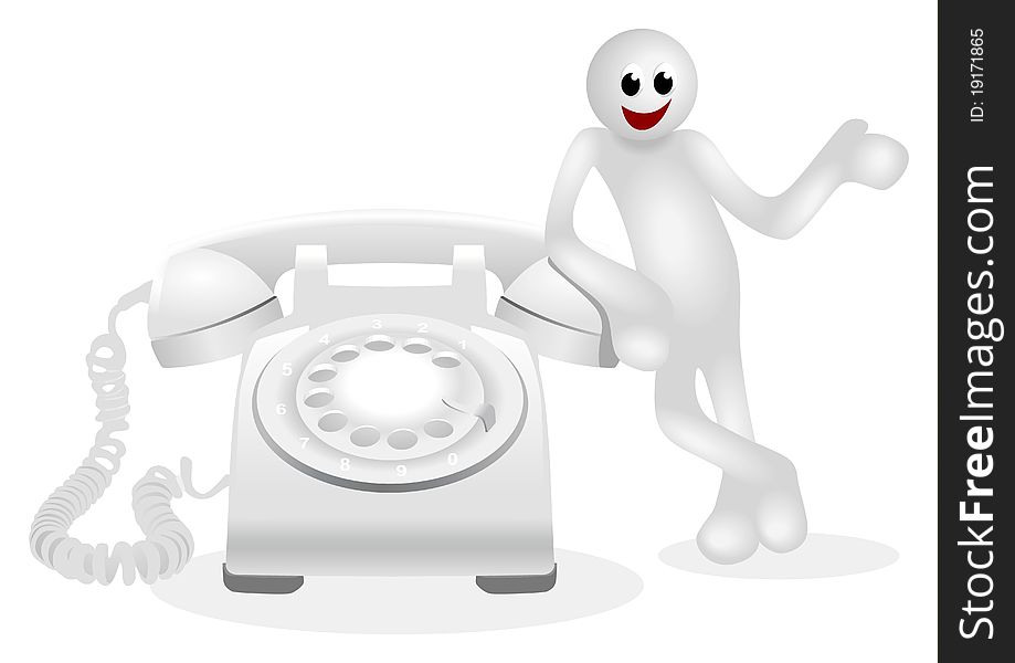 Iconic white figure with a telephone